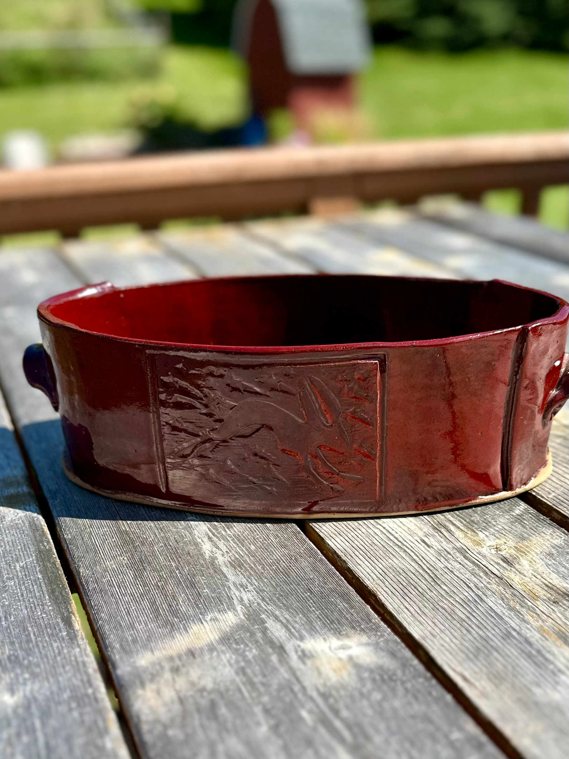 Huge Baking/ Serving dish- red, red rabbit image 0