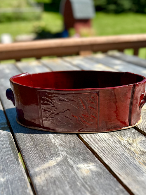 Huge Baking/ Serving dish- red, red rabbit image 0