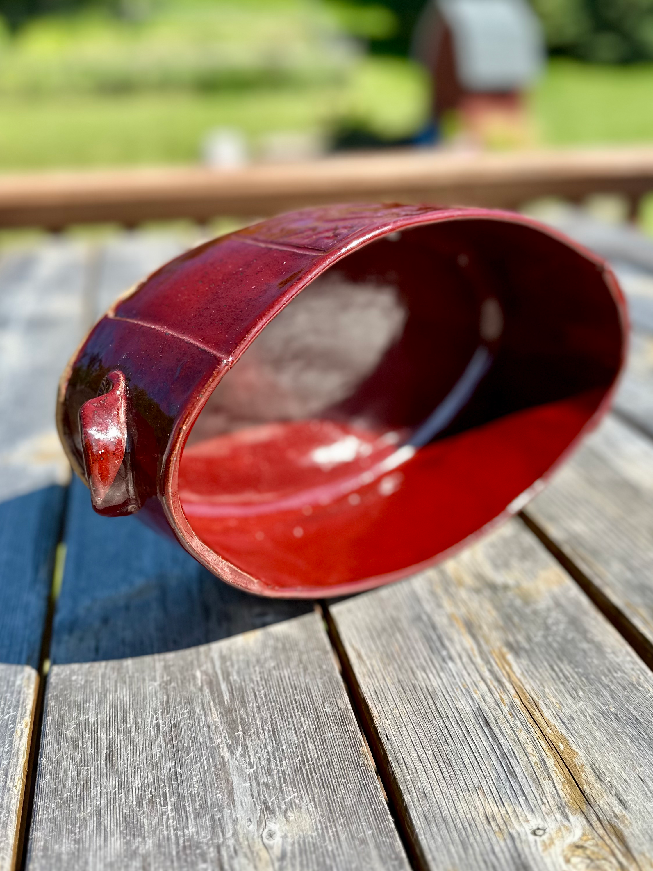 Huge Baking/ Serving dish- red, red rabbit image 3
