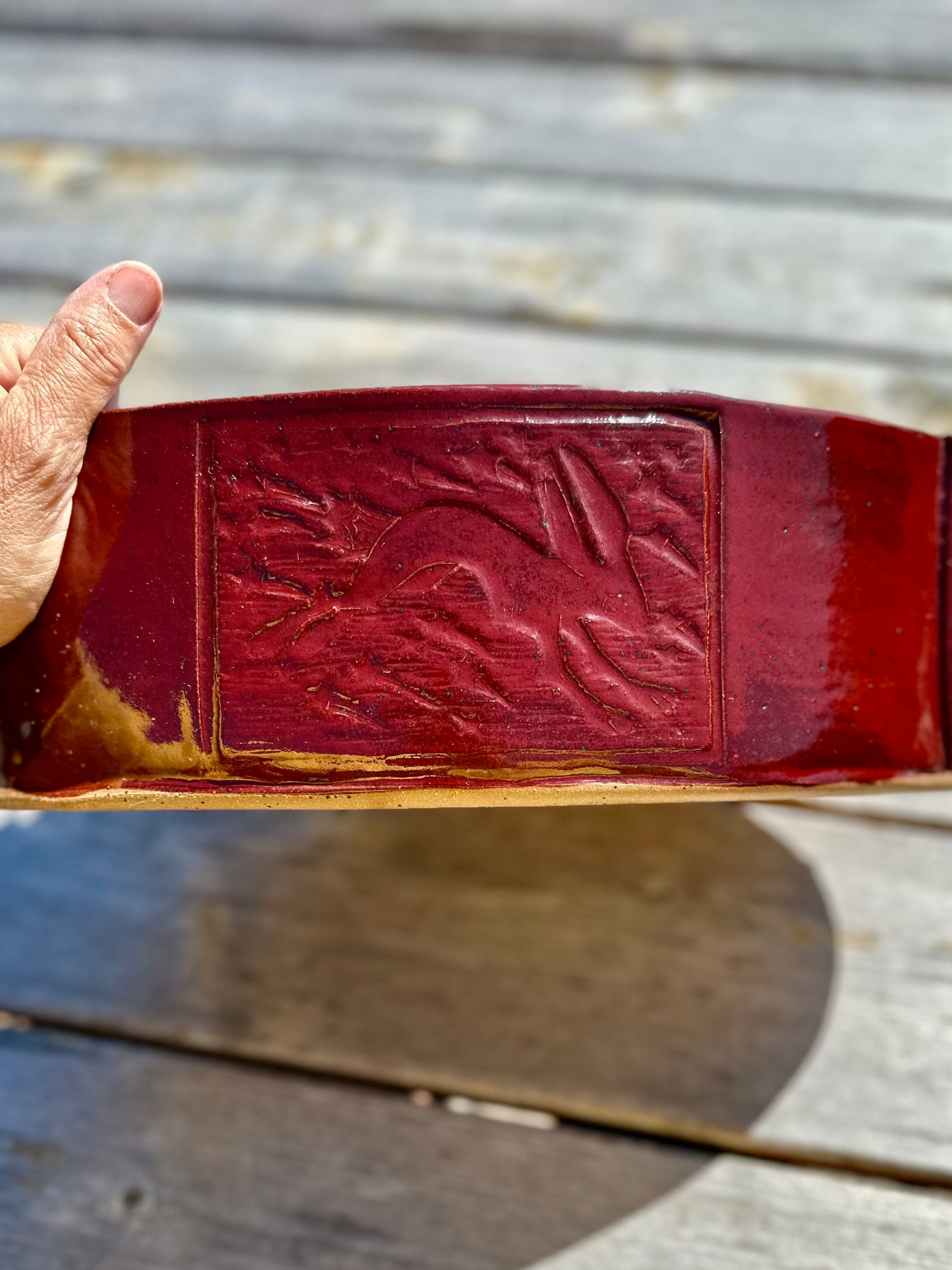 Huge Baking/ Serving dish- red, red rabbit image 1