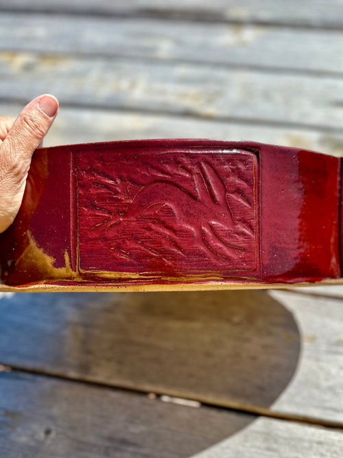 Huge Baking/ Serving dish- red, red rabbit image 1